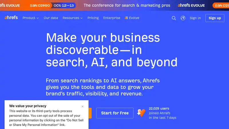 The Ahrefs website