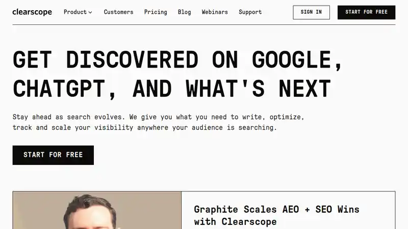 The Clearscope website