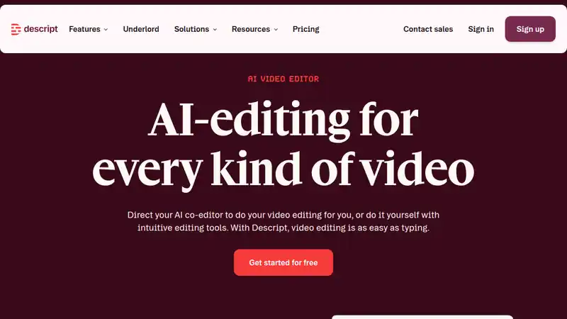 The Descript website