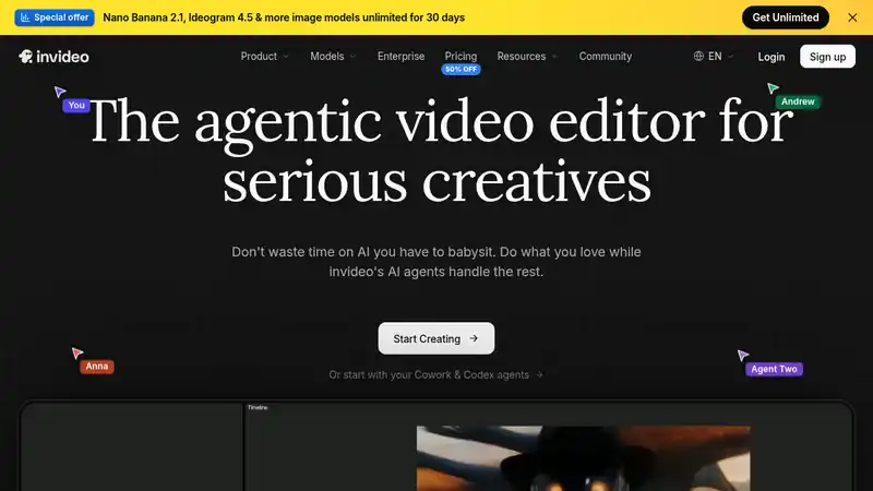 The InVideo website