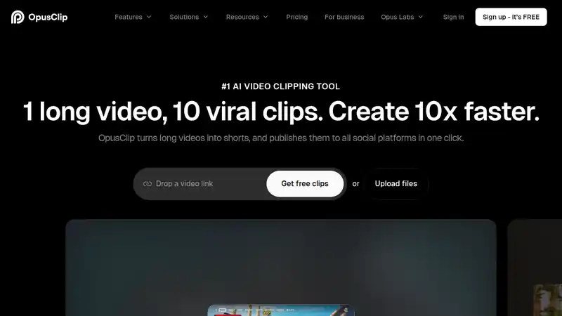 The Opus Clip website