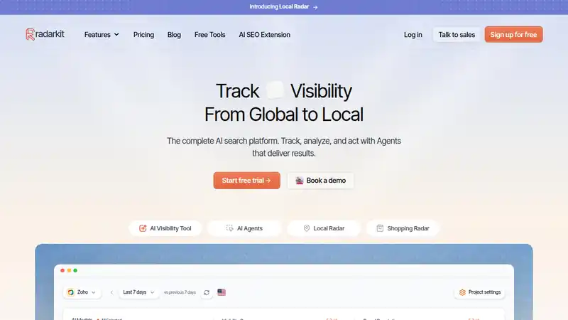The RadarKit website